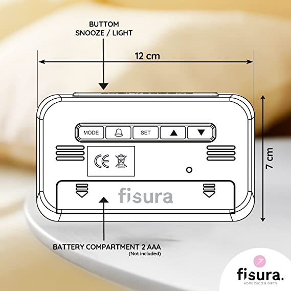 Fisura - Alarm Clock indigo-Blue LED Screen With Nightlight