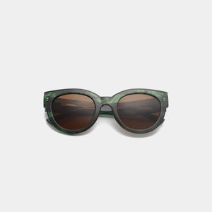 Sunglasses Round Lilly in Green Marble Transparent