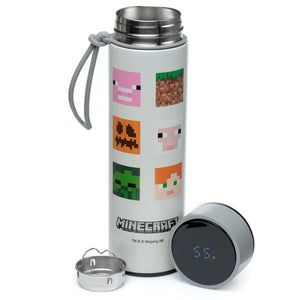 Puckator - Travel Bottle  | Minecraft | Faces Hot & Cold Digital Thermometer Bottle | 450ml