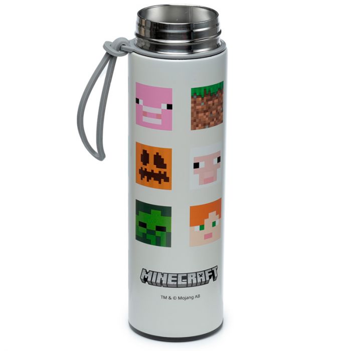 Puckator - Travel Bottle  | Minecraft | Faces Hot & Cold Digital Thermometer Bottle | 450ml