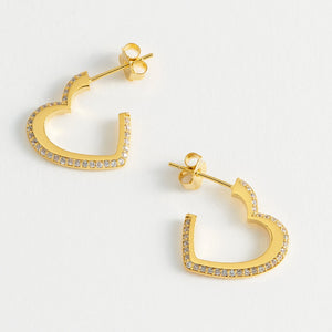 Estella Bartlett - Earrings | CZ Open Heart Hoops | Gold Plated