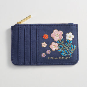 Estella Bartlett - Purse | Rectangle Card Purse | Navy Floral Embroidered