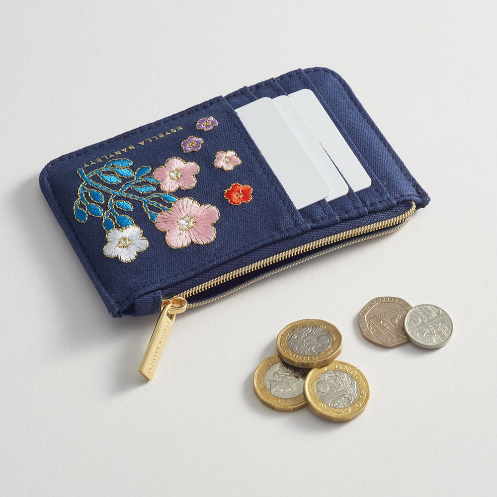 Estella Bartlett - Purse | Rectangle Card Purse | Navy Floral Embroidered