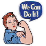 Pin Badge set Enamel Rosie The Riveter and 'We can do it!'