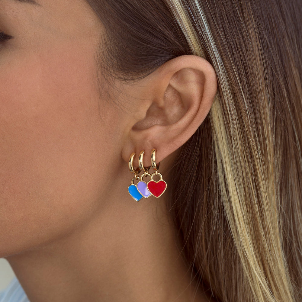 Earrings Red Enamel Heart Hoops Timi