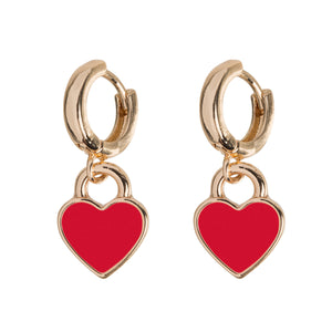 Earrings Red Enamel Heart Hoops Timi