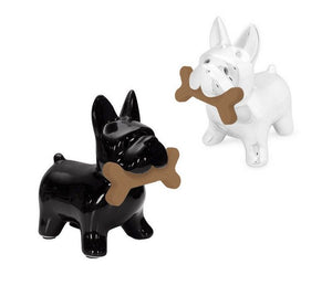 Dog Salt & Pepper Shakers Ceramic Black and White